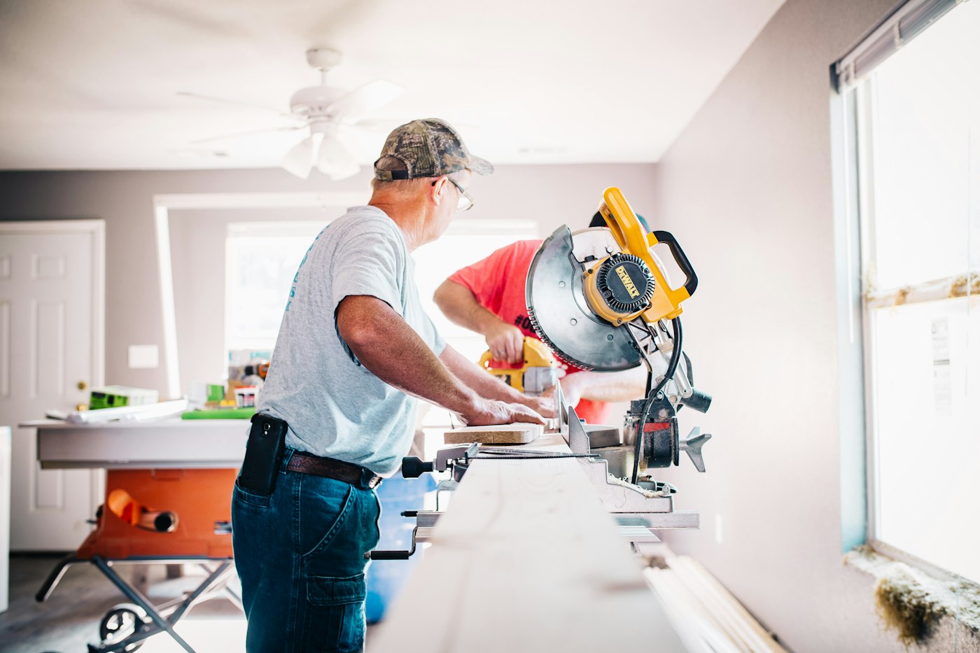 Carpenter at a miter saw